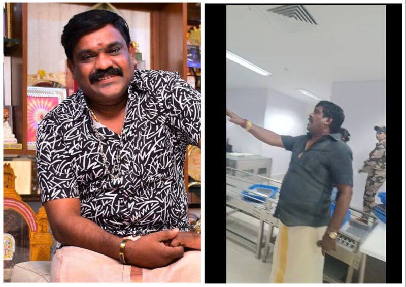 singer velmurugan Arguement with defence officers in chennai airport video goes viral vel