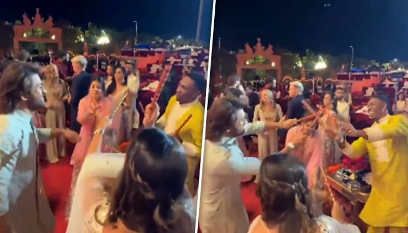 Dhoni plays dandiya with Bravo at Anant Ambani-Radhika Merchant's pre-wedding bash; WATCH viral video snt