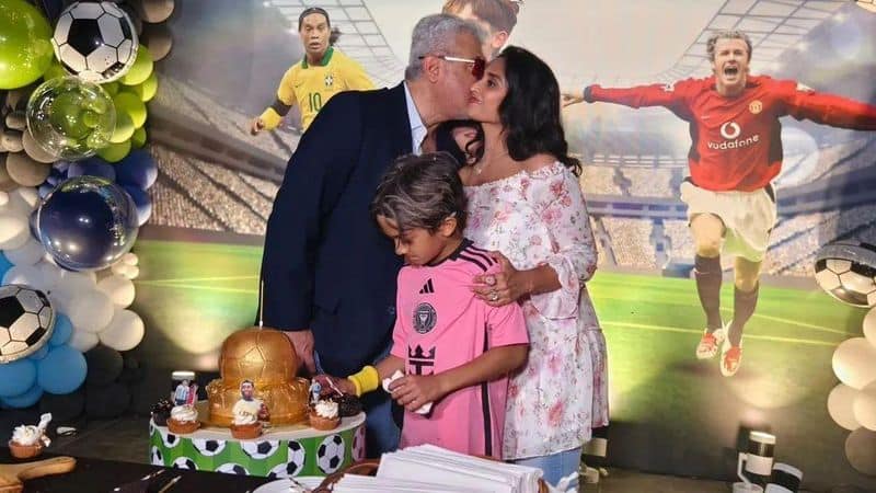 Actor Ajithkumar celebrate his son Aadvik Birthday in football theme viral photos gan