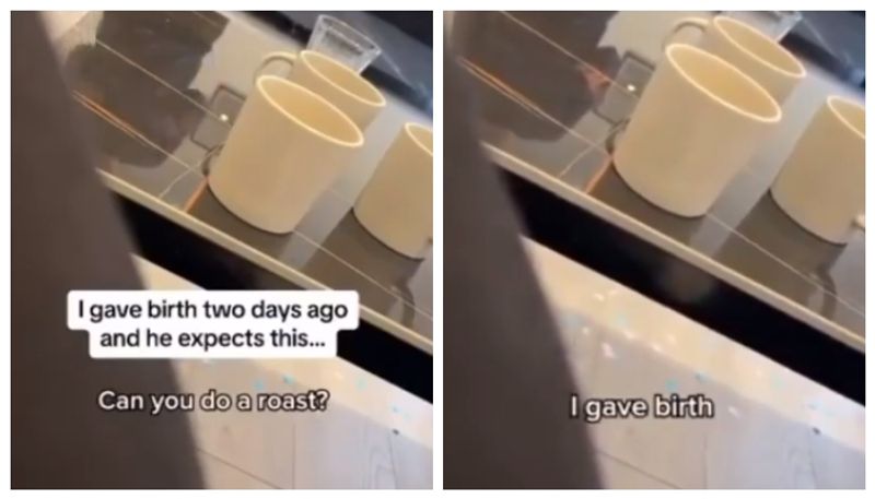 Social media react to the viral video of a husband asking his wife to make food on the second day after giving birth                     