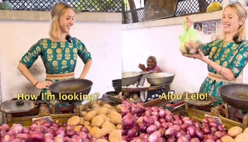 russian woman selling vegetables in indian street video rlp