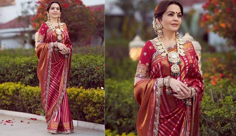 Anant Radhika pre Wedding Nita Ambani shine in traditional kanchipuram saree attire ckm