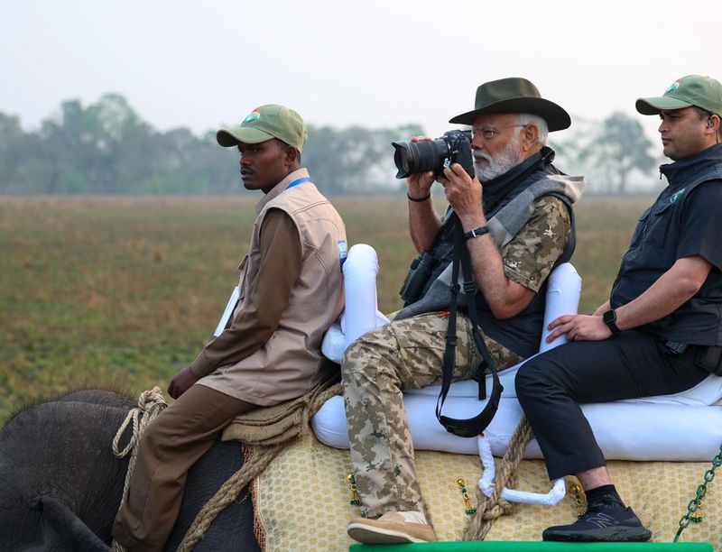 PM takes elephant and jeep safari at Kaziranga National Park lns