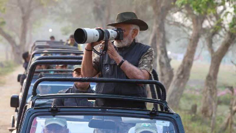 pm narendra modi went for kaziranga park assam riding elephant click photos xbw 