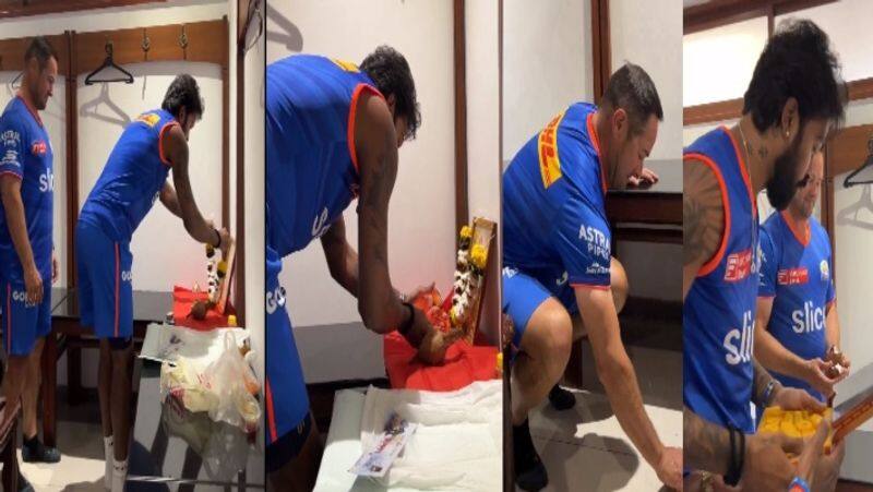 Mumbai Indians Skipper Hardik Pandya Performing Poojai Video Goes Viral Before Start Practice Session ahead of IPL 2024 rsk