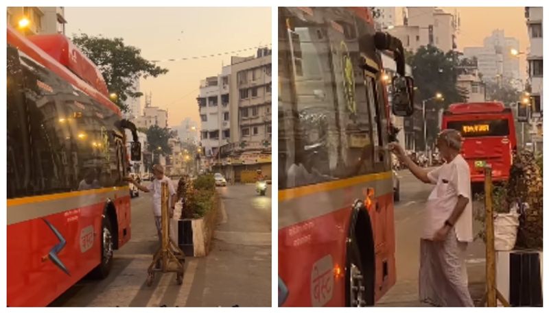 Video of a grandfrather serving biscuits to bus drivers in Mumbai goes viral bkg 