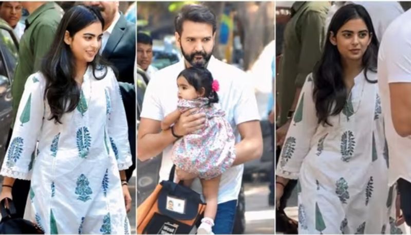 Isha Ambani wore simple summer kurta palosa set spotted with husband in mumbai fvv