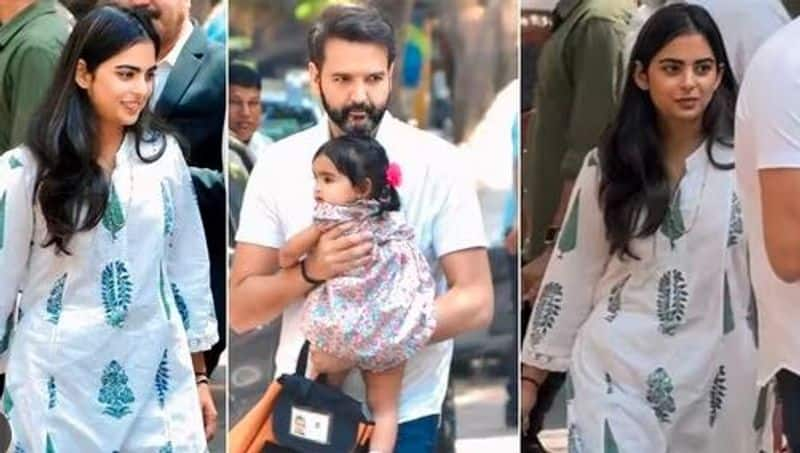 Mukesh ambanis daughter Isha Ambani wore simple kurta set at her kids Preschool, Dress cost is Vin