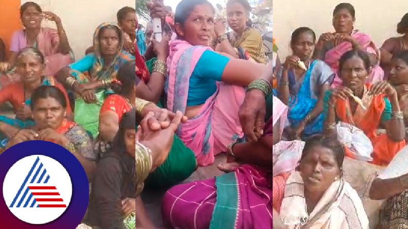 Women waiting for money in guarantee convention at raichur rav