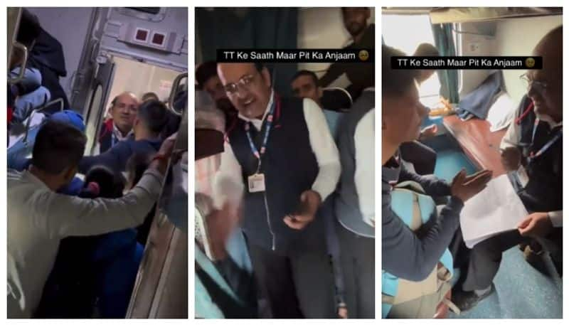 TTE Assaulted by Ticketless Passengers in Indian railway ac coach Caught on Viral Video