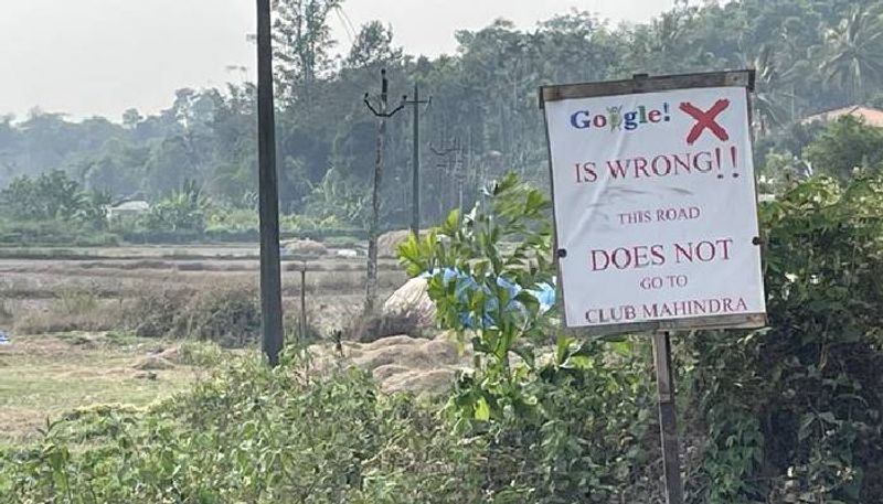 google is wrong signboard warning people in kodagu rlp