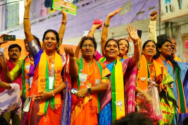 Prime Minister Narendra Modi's roadshow in Malkajgiri. A huge crowd of fans..ISR