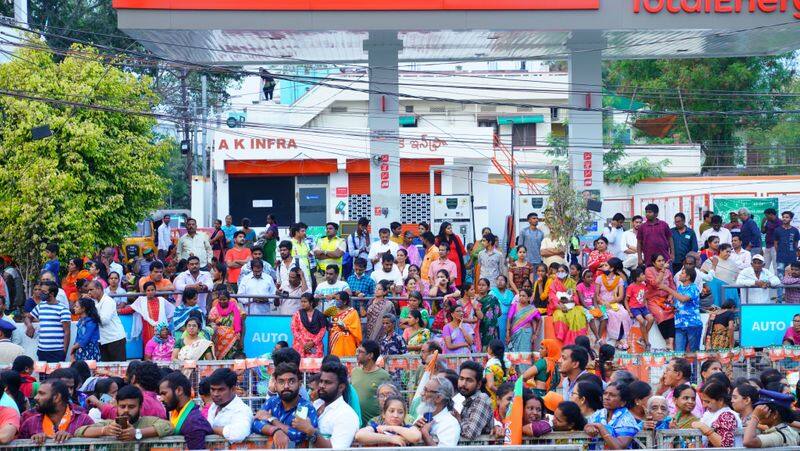 Prime Minister Narendra Modi's roadshow in Malkajgiri. A huge crowd of fans..ISR