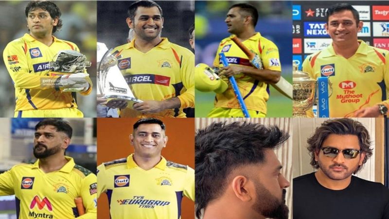 CSK Skipper MS Dhoni Different Hairstyle looks in IPL From 2008 to 2024 Goes viral in Social media rsk