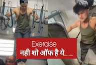 video viral of man doing exercise in train zkamn