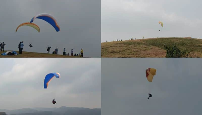 adventurous top landing flying at  height of 5000 feet international paragliding festival vagamon SSM