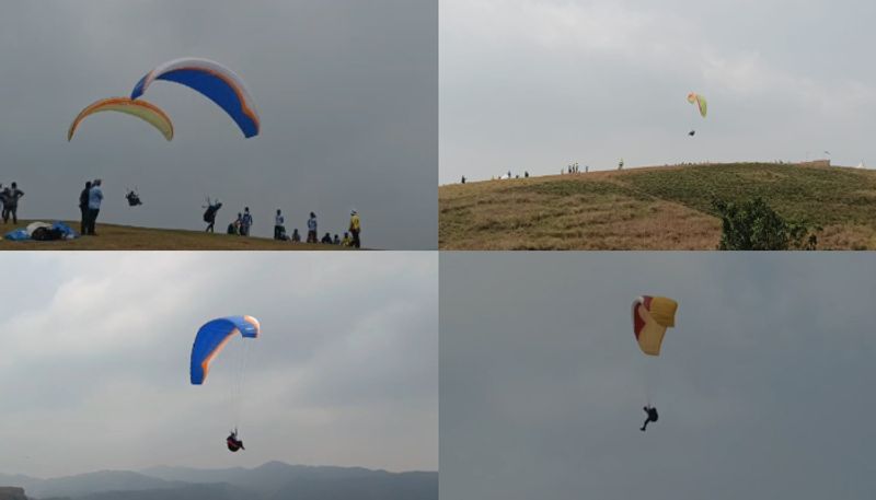 adventurous top landing flying at  height of 5000 feet international paragliding festival vagamon SSM