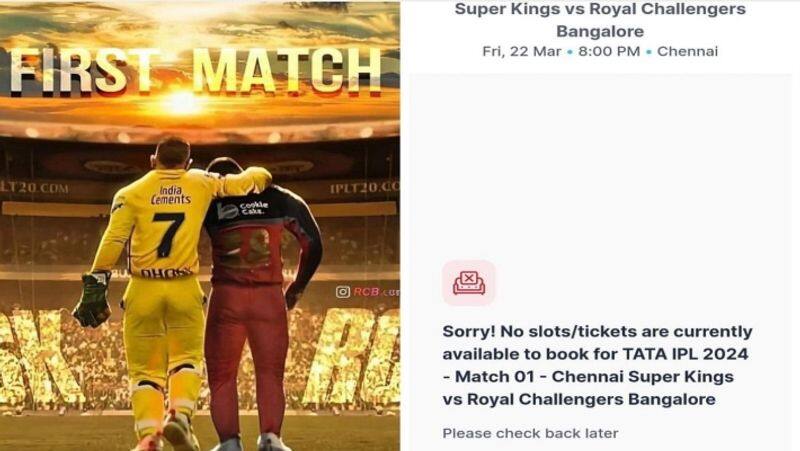 Fans were shocked as CSK's first match tickets went on sale online at 9.30 am today and were completely sold out soon after rsk