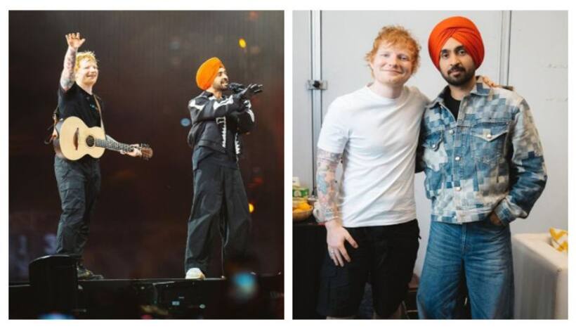 'Learnt so much from such a beautiful soul', Diljit Dosanjh drops endearing pictures with Ed Sheeran [PHOTOS]