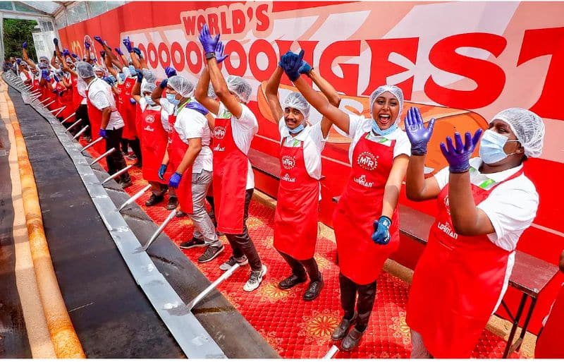 MTR sets Guinness World Record for longest Dosa which was 123 feet skr