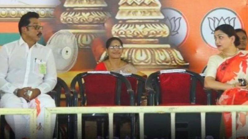 Actor Sarathkumar, actress Khushbu participate in BJP rally in Salem-rag