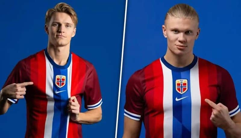 Football Erling Haaland and Martin Odegaard unveil stunning new Norway football kits osf