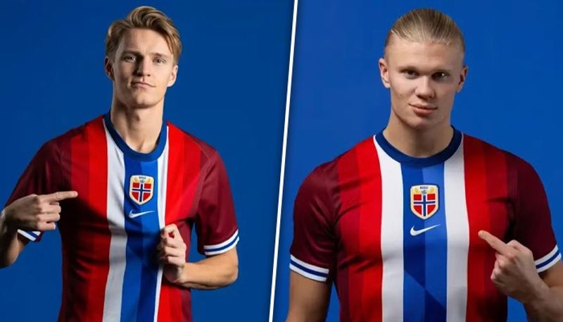 Football Erling Haaland and Martin Odegaard unveil stunning new Norway football kits osf