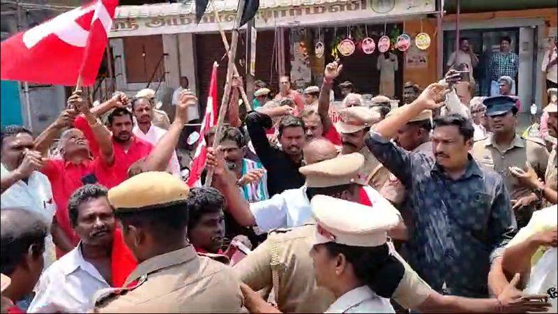 communist party workers arrested who try to protest against pm modi in salem district vel