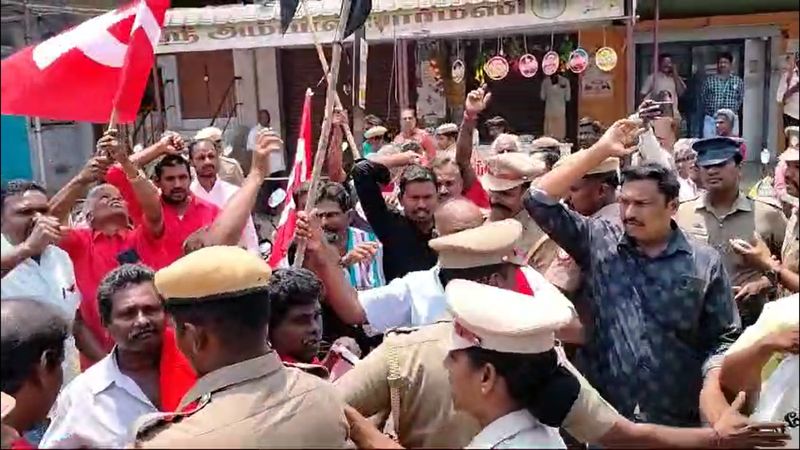 communist party workers arrested who try to protest against pm modi in salem district vel