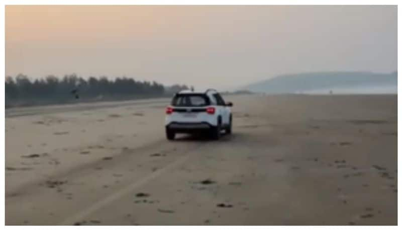 Case registered after video of tourist driving car off Goa coast goes viral 