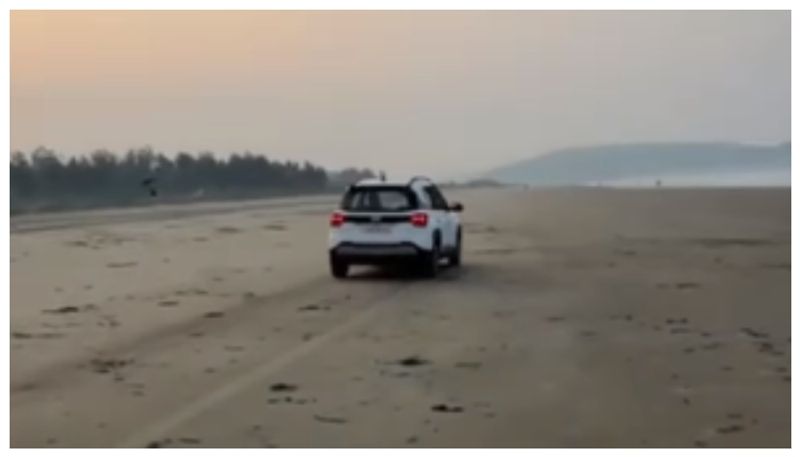 Case registered after video of tourist driving car off Goa coast goes viral 