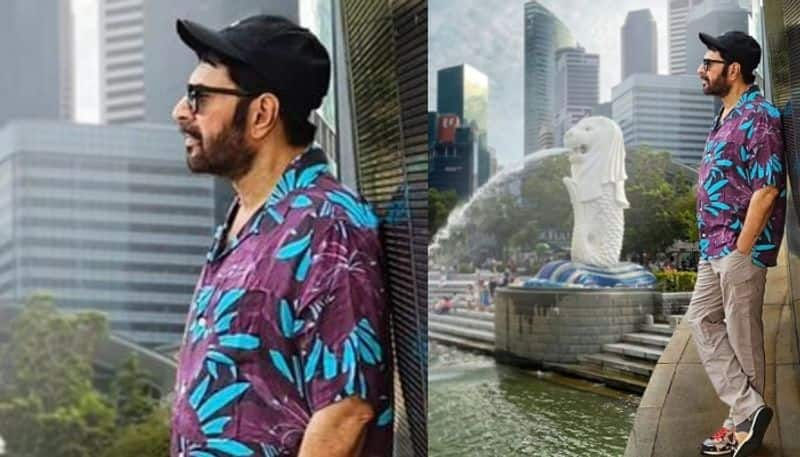 actor mammootty latest photo at singapore nrn 