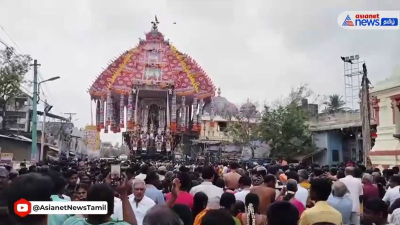 thousands of devotees participate thiruvarur car festival vel