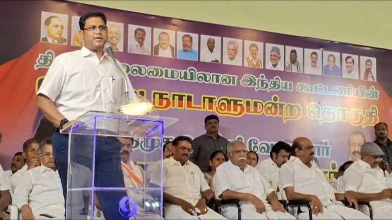 The Karunanidhi is the reason why democracy is saved in the country said minister trb raja in coimbatore vel