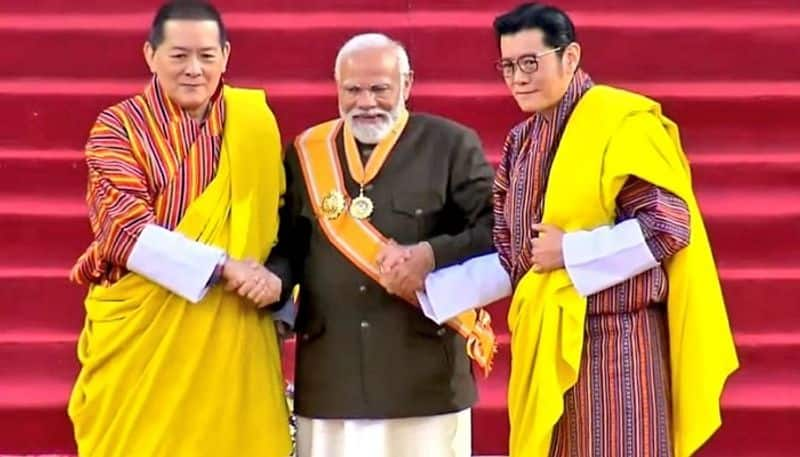 bhutan king presents bhutan highest civilian honour award druk gyalpo to pm narendra modi kms