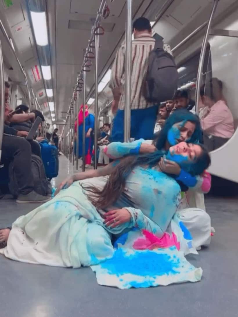 Public outcry: Viral video of 2 girls' explicit act during Holi in Delhi Metro ruffles feathers (WATCH)