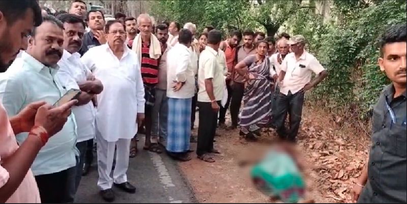 Tumakuru road accident one  dies HM parameshwar consoled the family members at spot rav