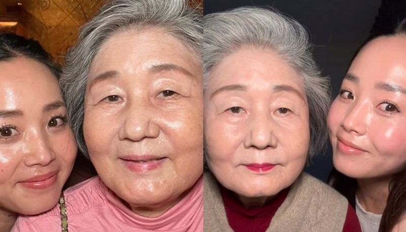 age of 80 grandmother does not have a wrinkle on her face she does this for glowing skin san