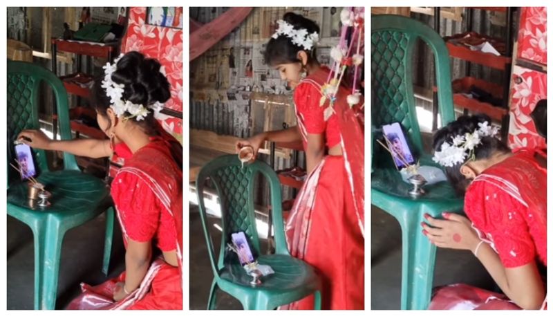 Video of girl Worships by boyfriend who called her on video call goes viral 