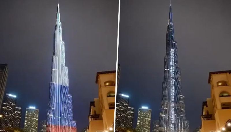 UAE stands tall with Russia; Burj Khalifa glows with Russian flag in gesture of solidarity (WATCH) AJR