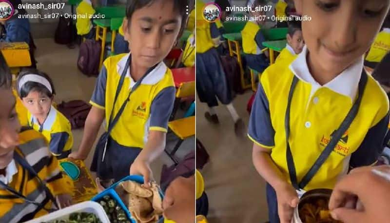 students sharing their tiffin food with teacher heartwarming video rlp