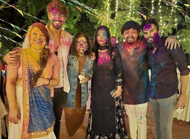 Sandalwood celebrities enjoy holi 2024 celebration pav