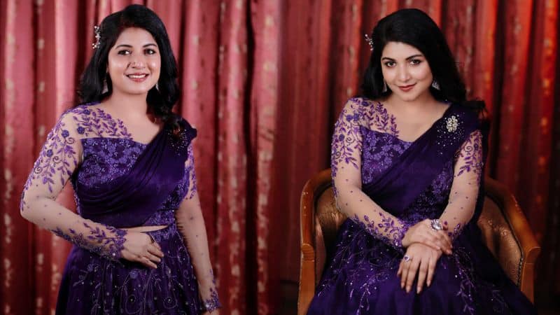 santhwanam serial Appu looks gorgeous in a purple lehenga vvk