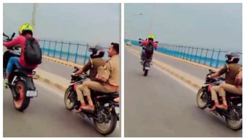 Bike stunt video of a young man in front of cops goes viral bkg