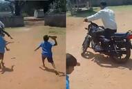 Drunk Teacher in Chhattisgarh Flees on Motorcycle as Students Chase Him with Chappals; WATCH Videortm