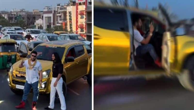 influencer block paschim vihar flyover with his pick up truck to shoot reels rlp