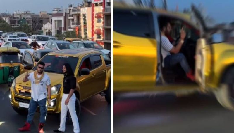 influencer block paschim vihar flyover with his pick up truck to shoot reels rlp