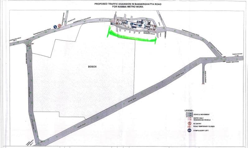 Bengaluru Bannerghatta Main Road 2 junctions traffic close for one year due to BMRCL works sat