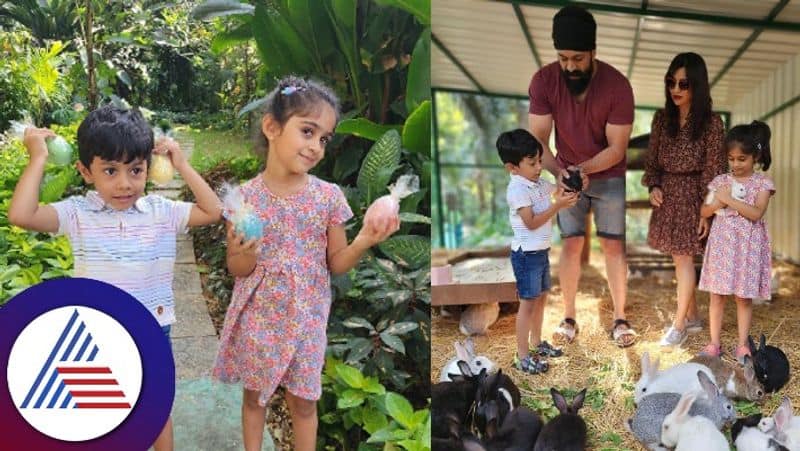 Yash radhika pandit spends quality time with kids in a farm skr