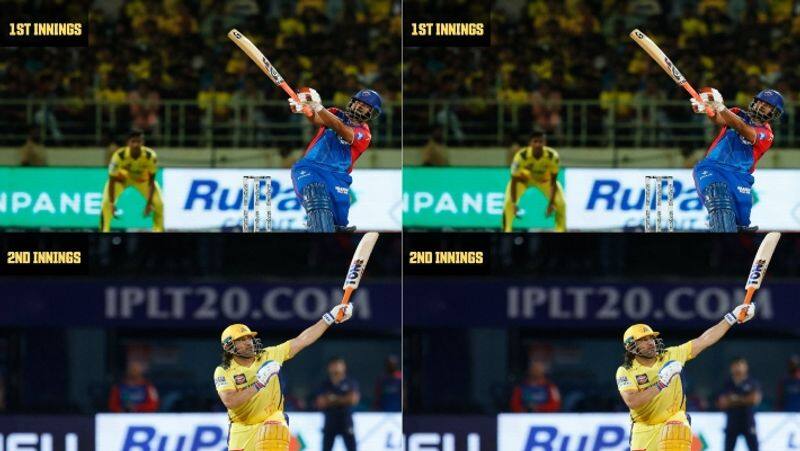 Rishabh Pant and MS Dhoni both hit One handed Sixes during DC vs CSK in 13th IPL 2024 Match at Visakhapatnam rsk